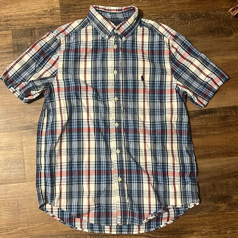 Polo Ralph Lauren Kids Large 14-16 Plaid Button Up Short Sleeve Shirt